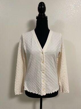 Madewell Sweater Women’s Size Small Cream Basket Weave stitch Sweater Tee